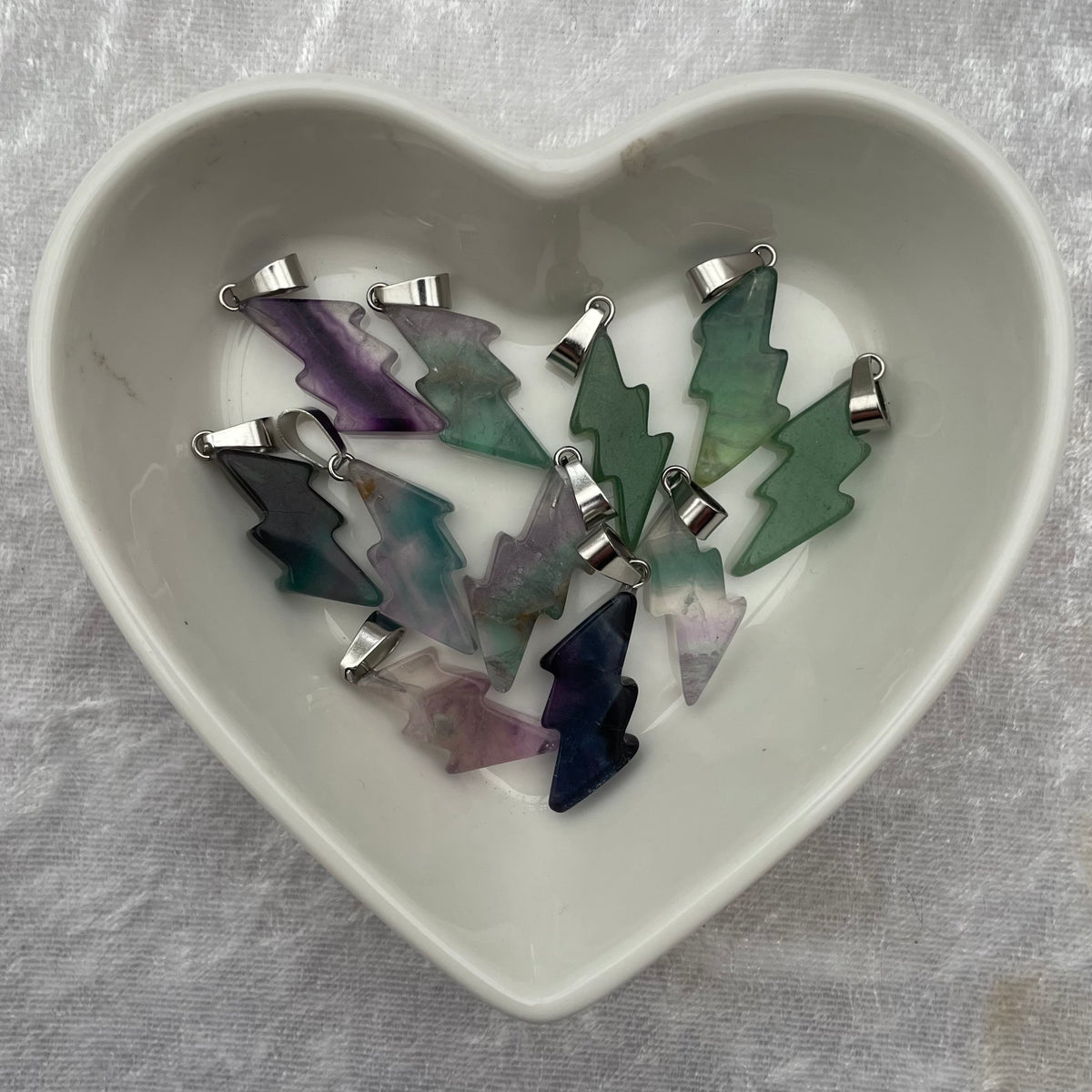 Rainbow Fluorite Lightning Pendants