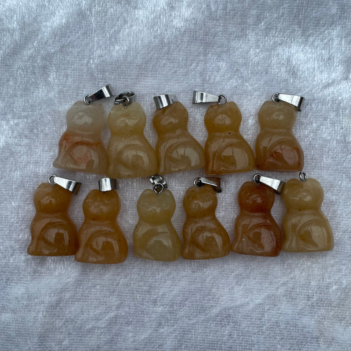 Peach Aventurine Cat Pendants