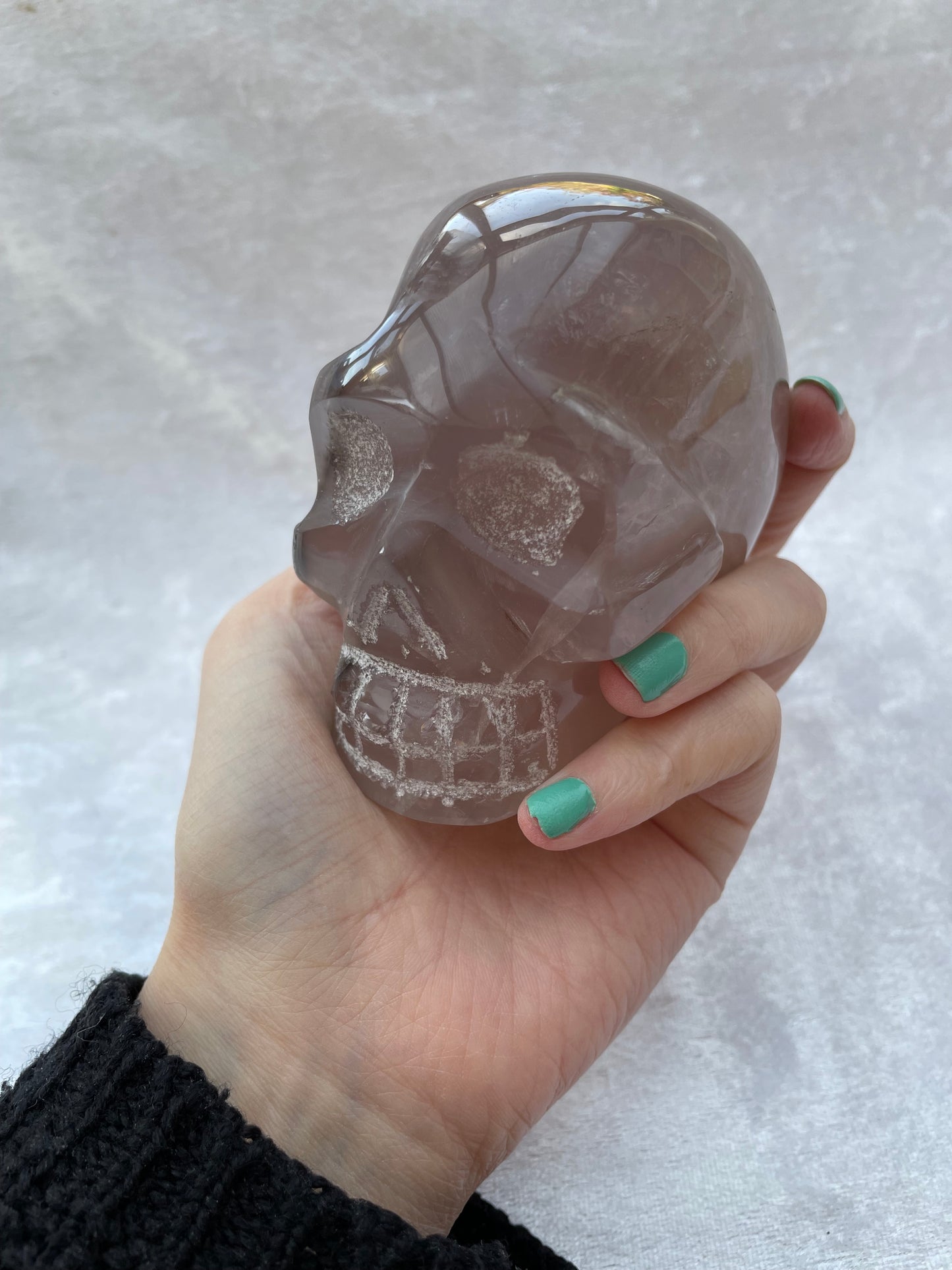 Large Grey Brown Agate Skull