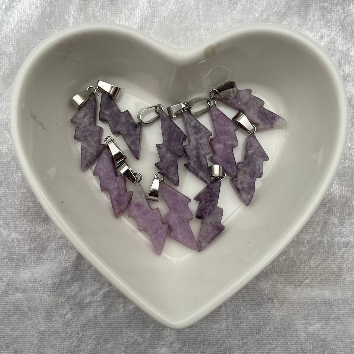 Lepidolite Lightning Pendants