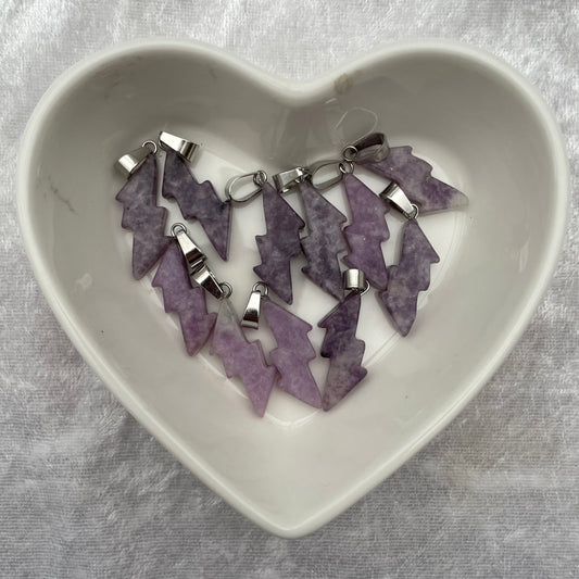 Lepidolite Lightning Pendants