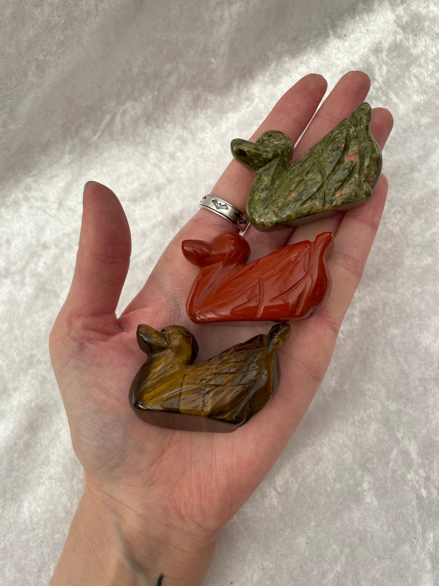 Unakite, Red Jasper and Tigers Eye Ducks