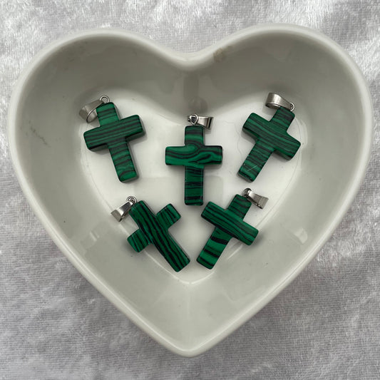 Artificial Malachite Cross Pendants