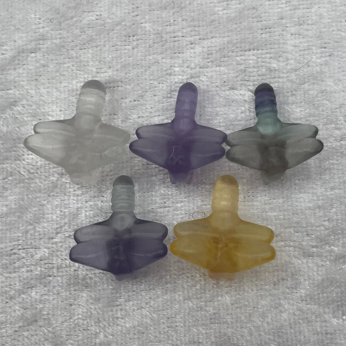 Mini Rainbow Fluorite Dragonfly Carvings