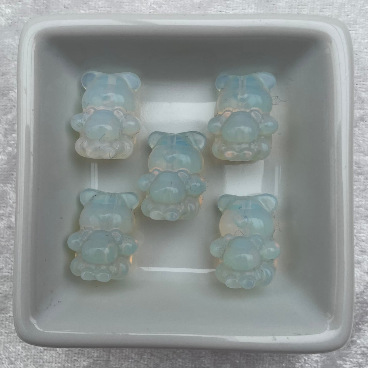 Mini Opalite Teddy Bear With Baby Teddy Bear Carvings