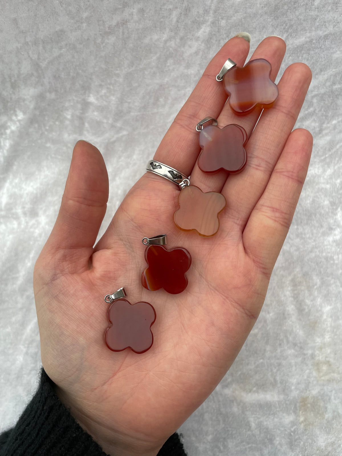 Carnelian Flower Pendants