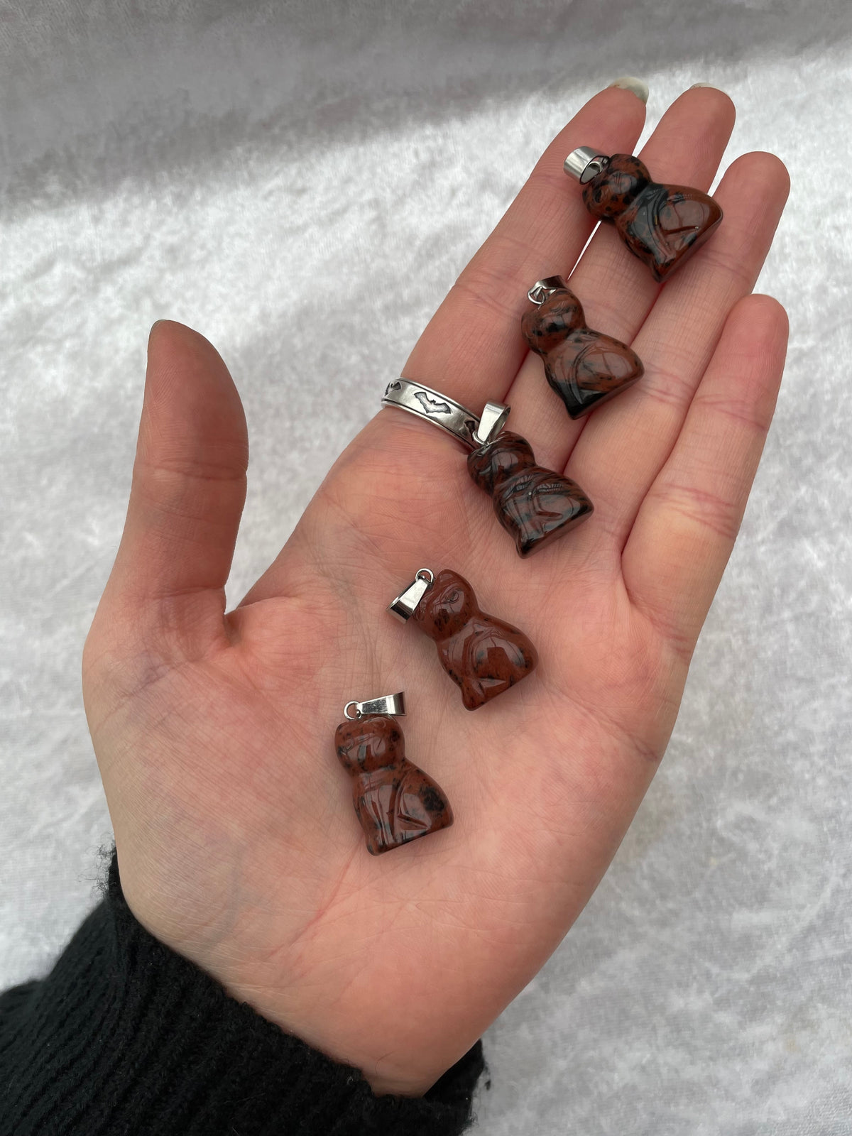 Mahogany Obsidian Cat Pendants