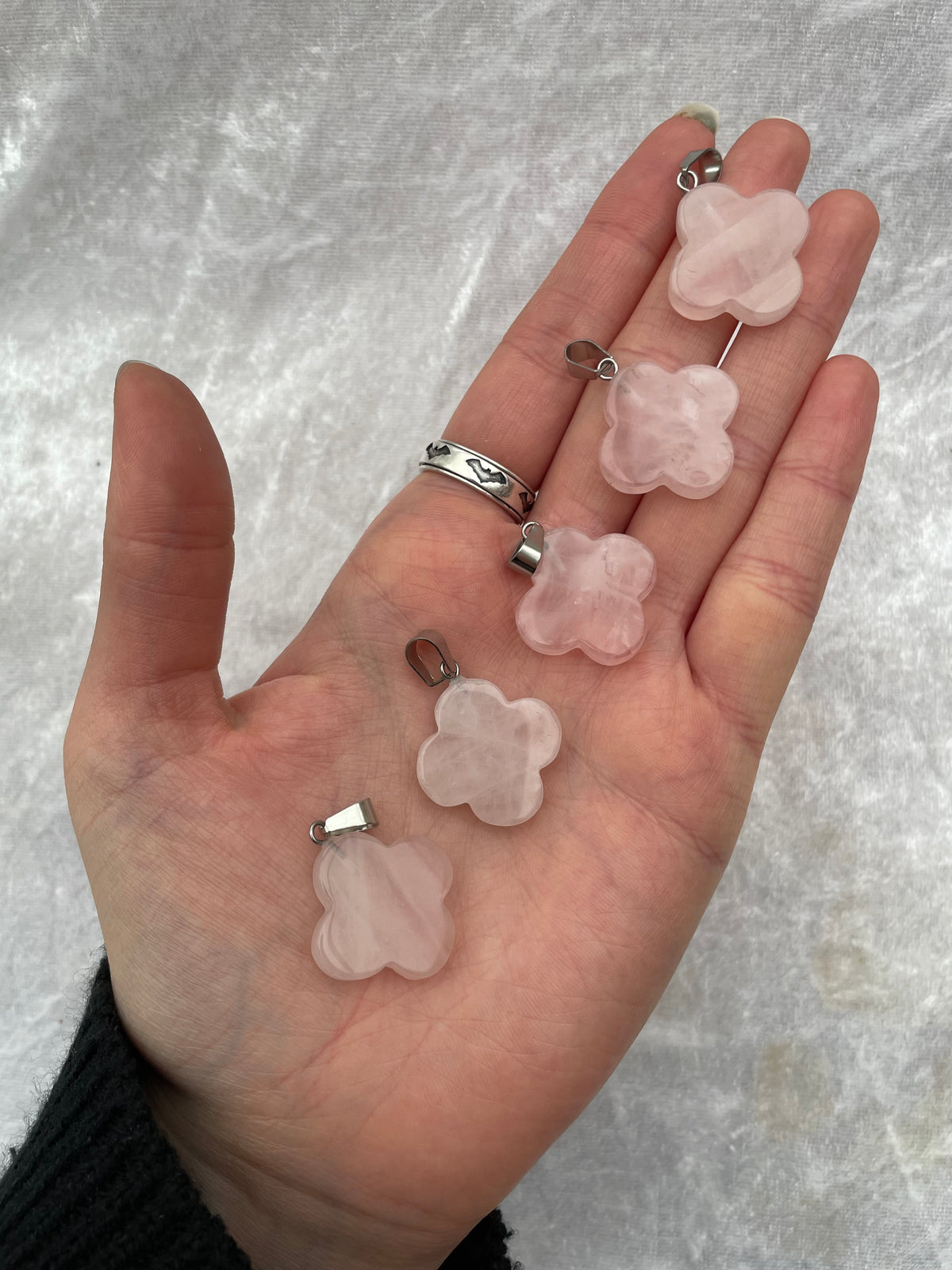 Rose Quartz Flower Pendants