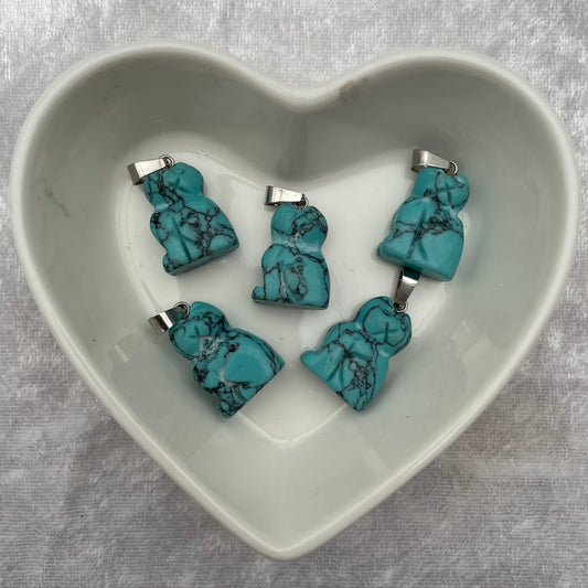 Blue Howlite Cat Pendants