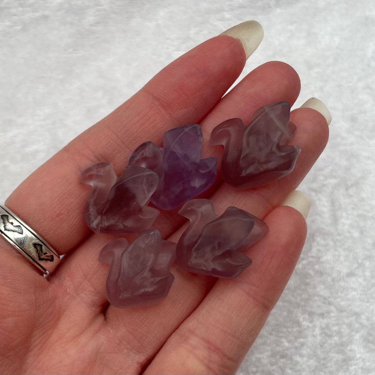 Mini Rainbow Fluorite Swan Carvings