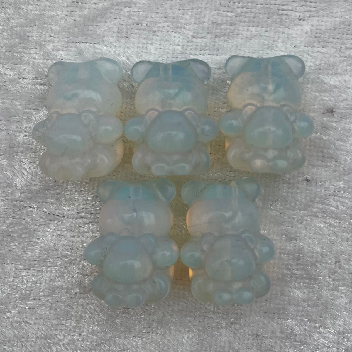Mini Opalite Teddy Bear With Baby Teddy Bear Carvings