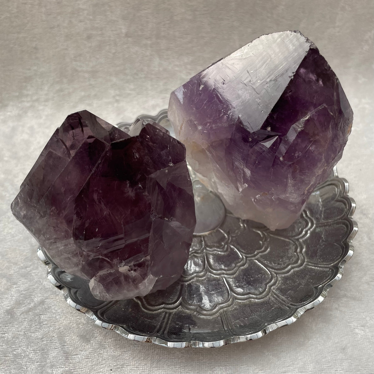 Large Half Polished Cut Base Amethyst Points