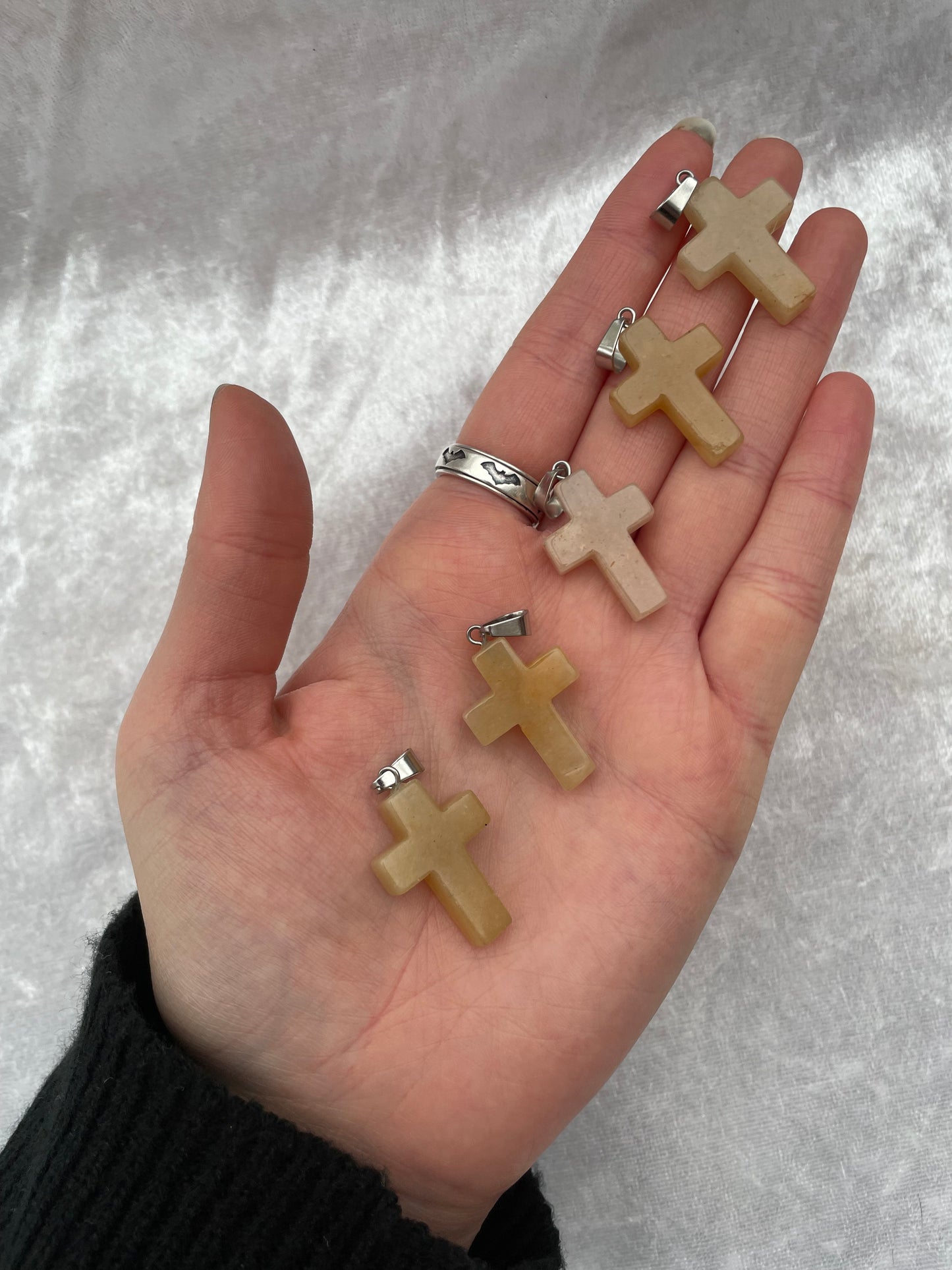 Peach Aventurine Cross Pendants
