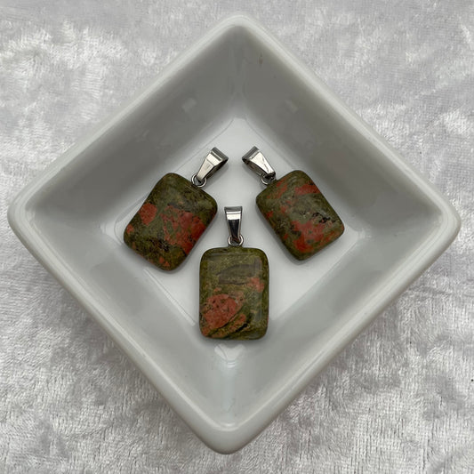 Unakite Flat Rectangle Pendants