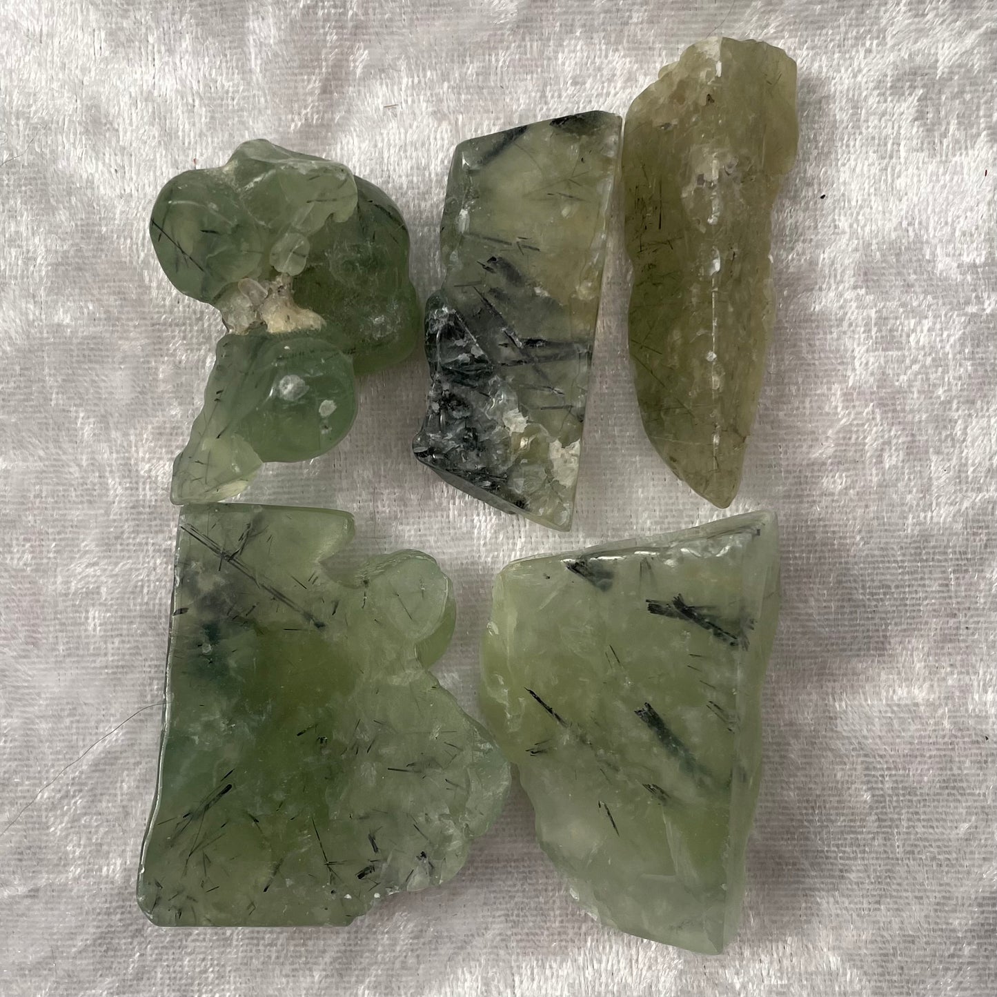 Half Tumbled Rough Prehnite and Epidote Pieces