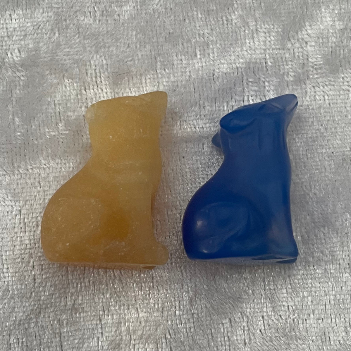 Mini Yellow Calcite and Blue Obsidian Wolf Carvings