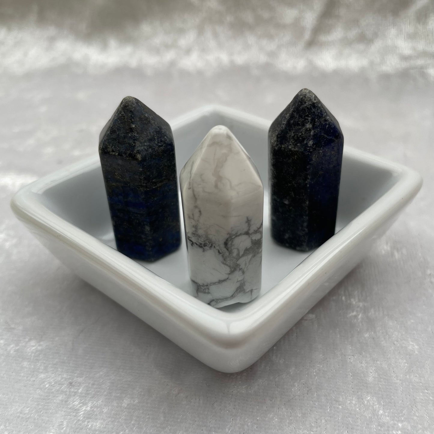 Lapis Lazuli and White Howlite Mini Tower Points