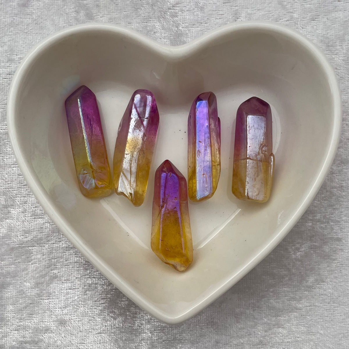 Pink and Yellow Aura Quartz Points