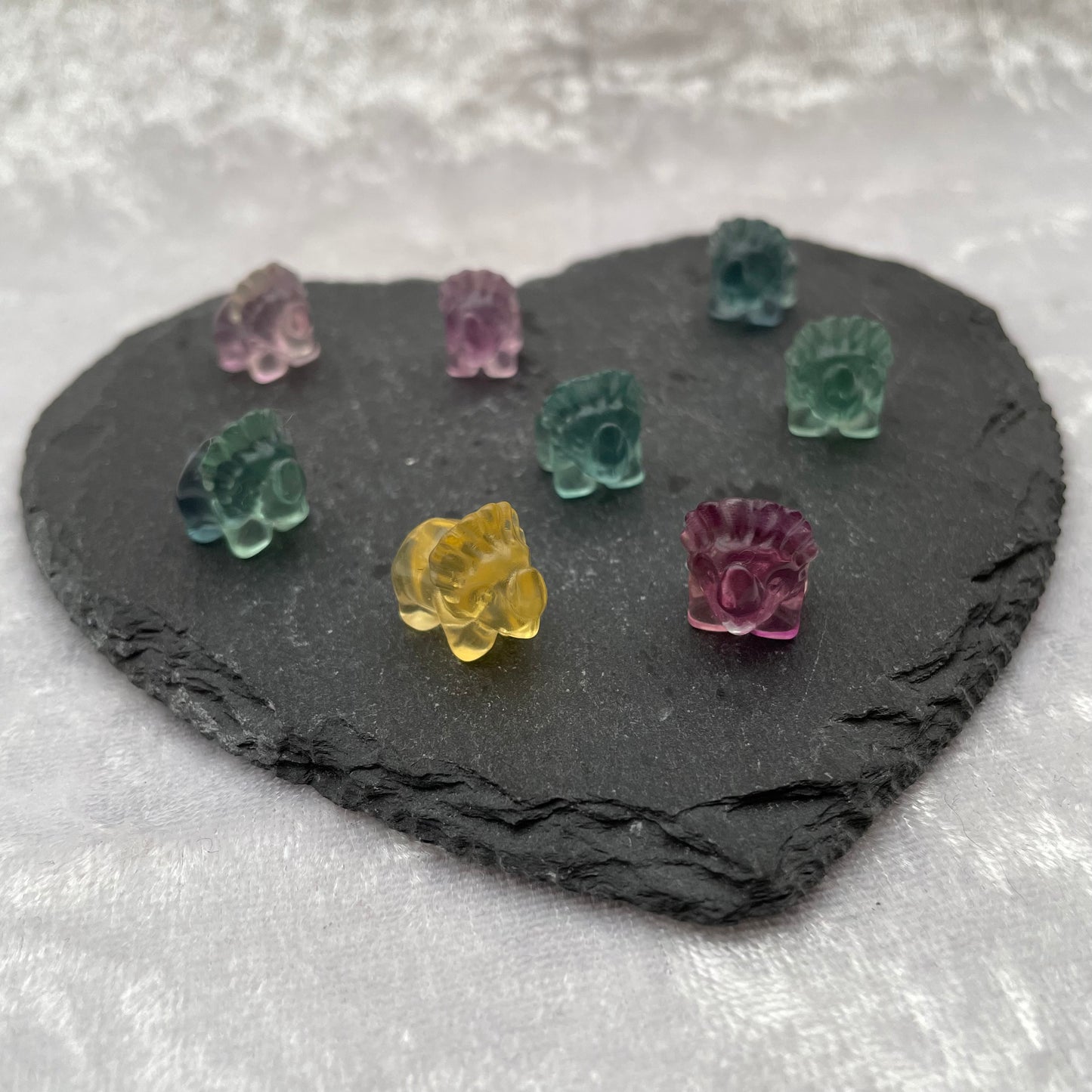 Mini Rainbow Fluorite Triceratops Dinosaurs