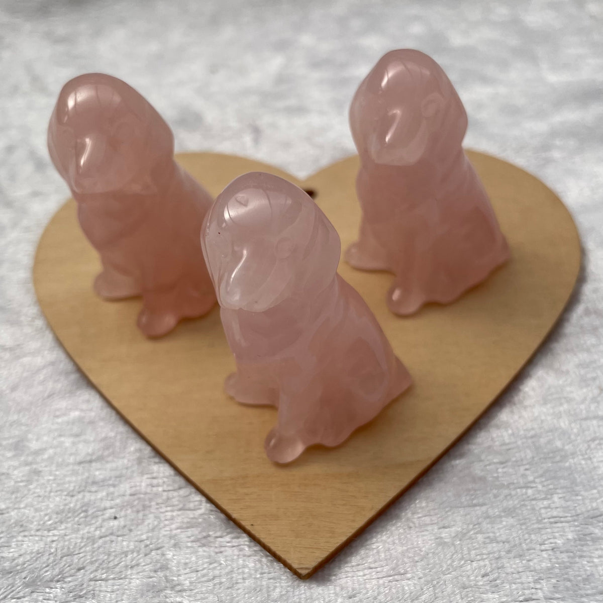 Rose Quartz Dog Carvings