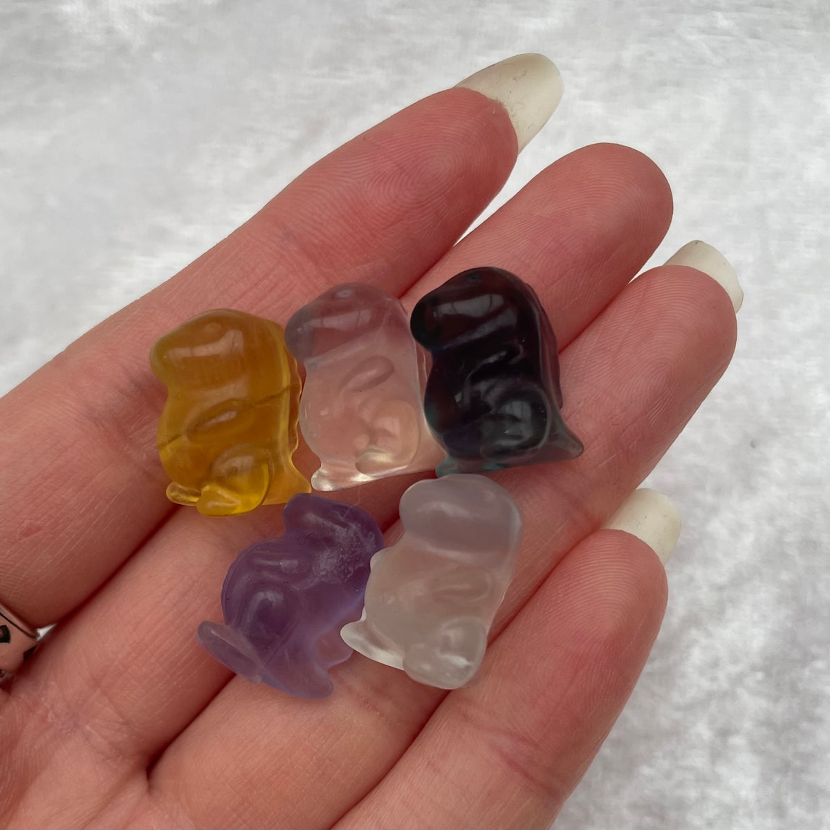 Mini Rainbow Fluorite Godzilla Dinosaur Carvings