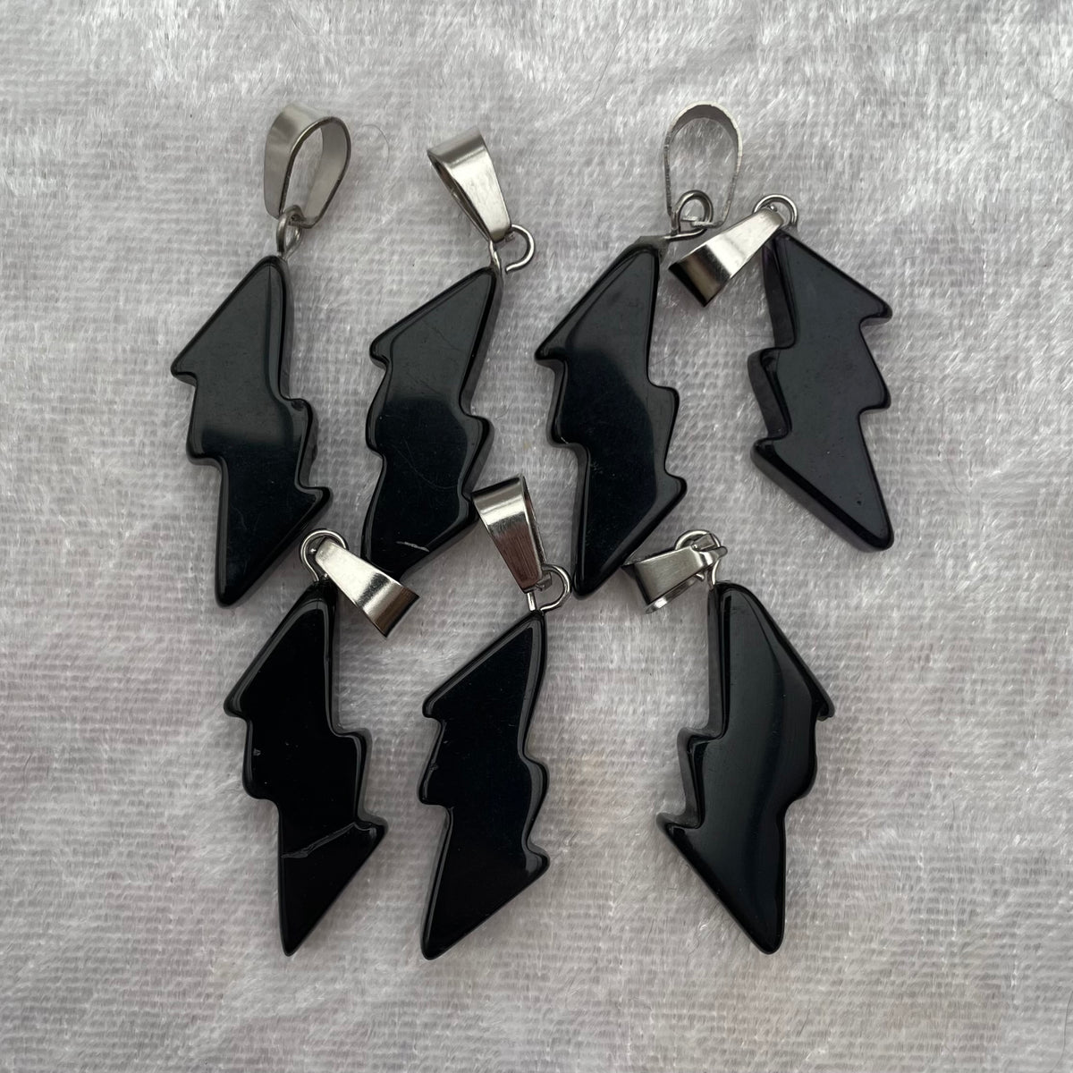 Black Obsidian Lightning Pendants