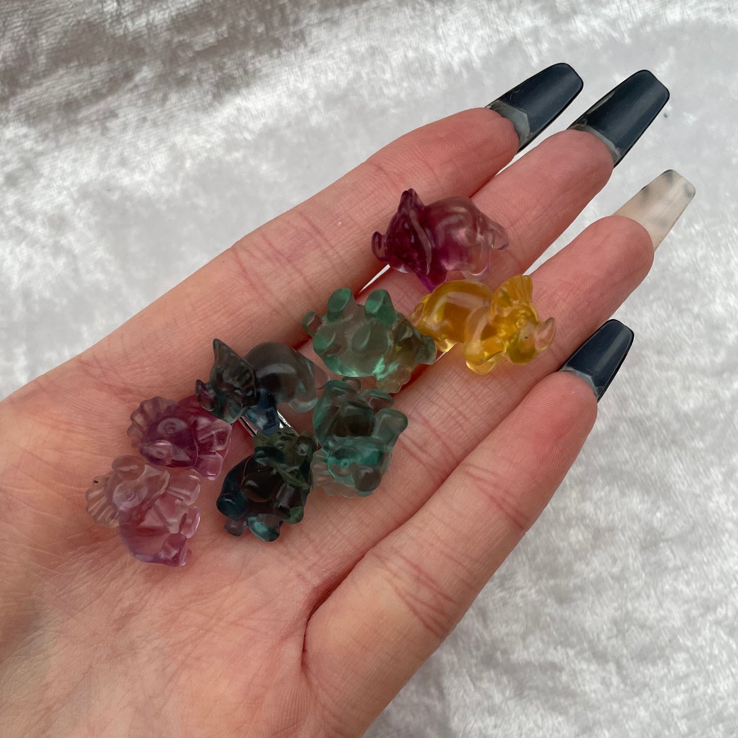 Mini Rainbow Fluorite Triceratops Dinosaurs