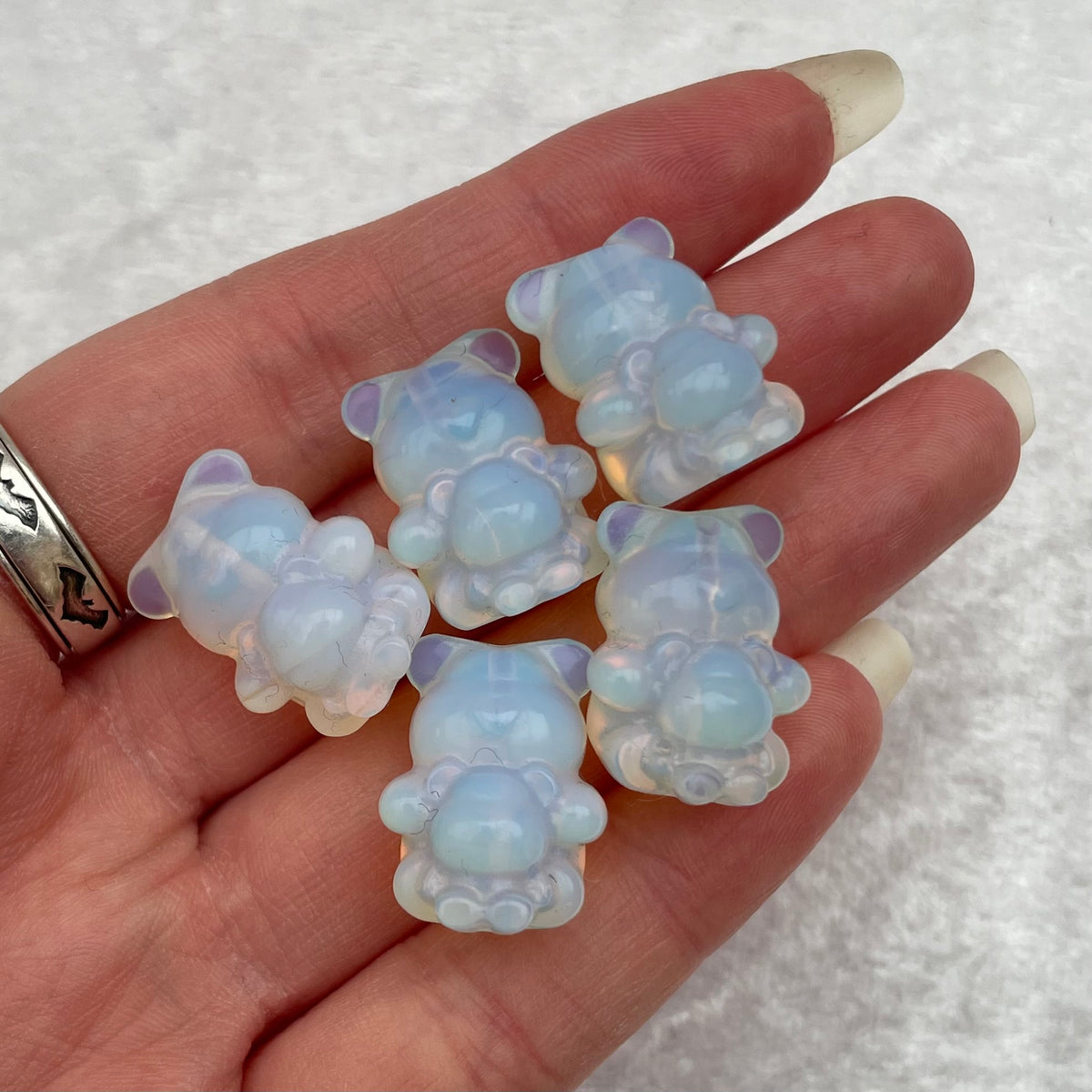 Mini Opalite Teddy Bear With Baby Teddy Bear Carvings