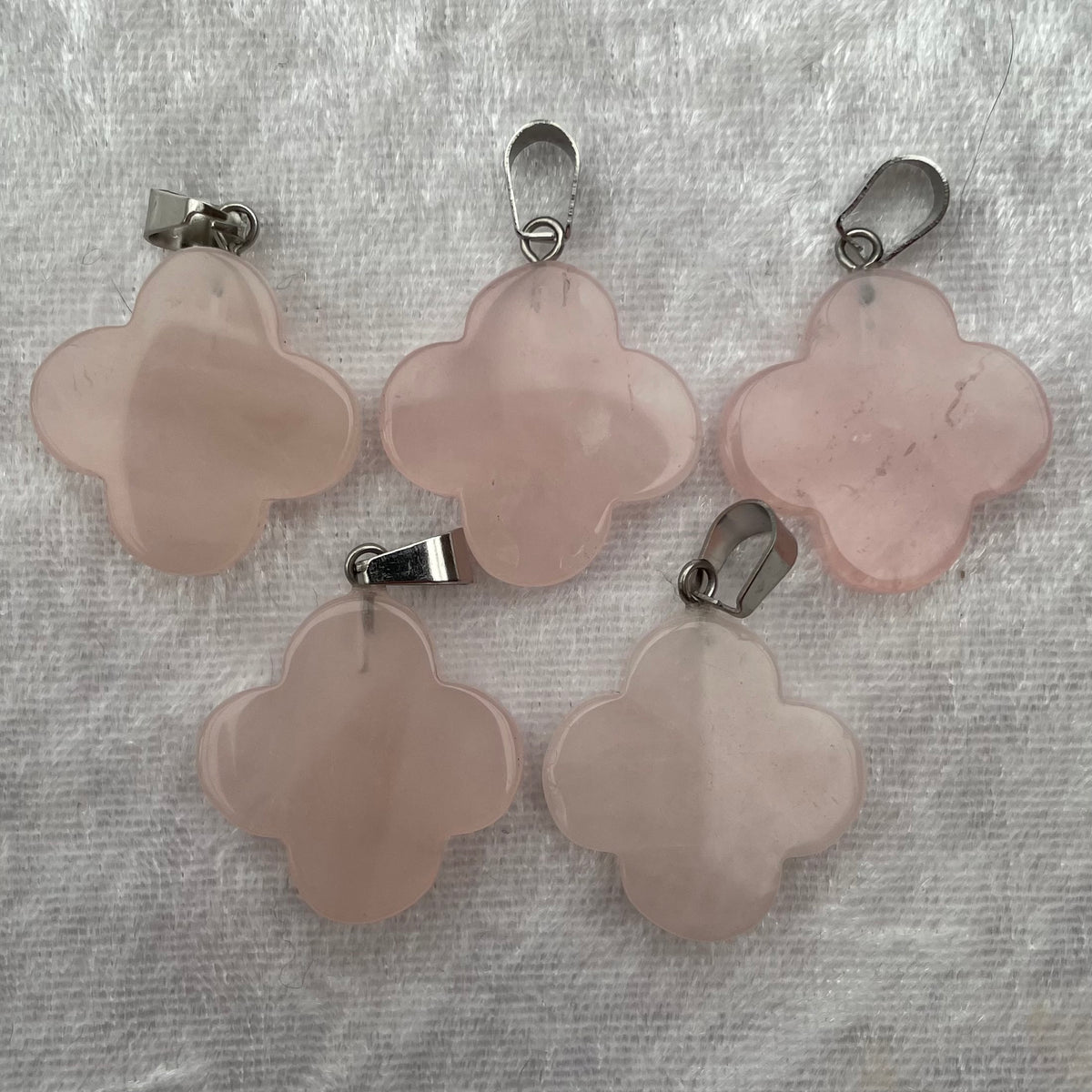 Rose Quartz Flower Pendants