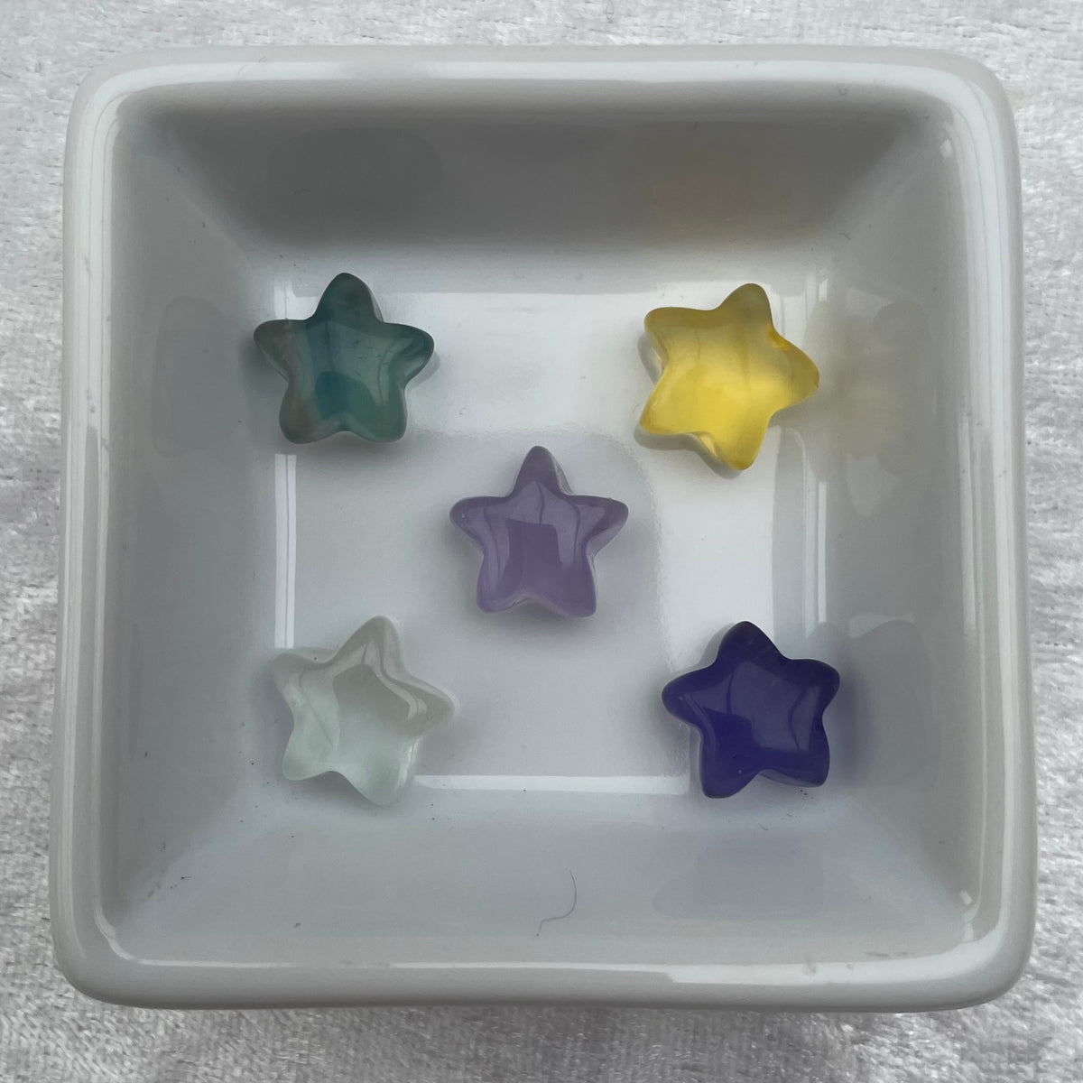 Mini Rainbow Fluorite Star Carvings
