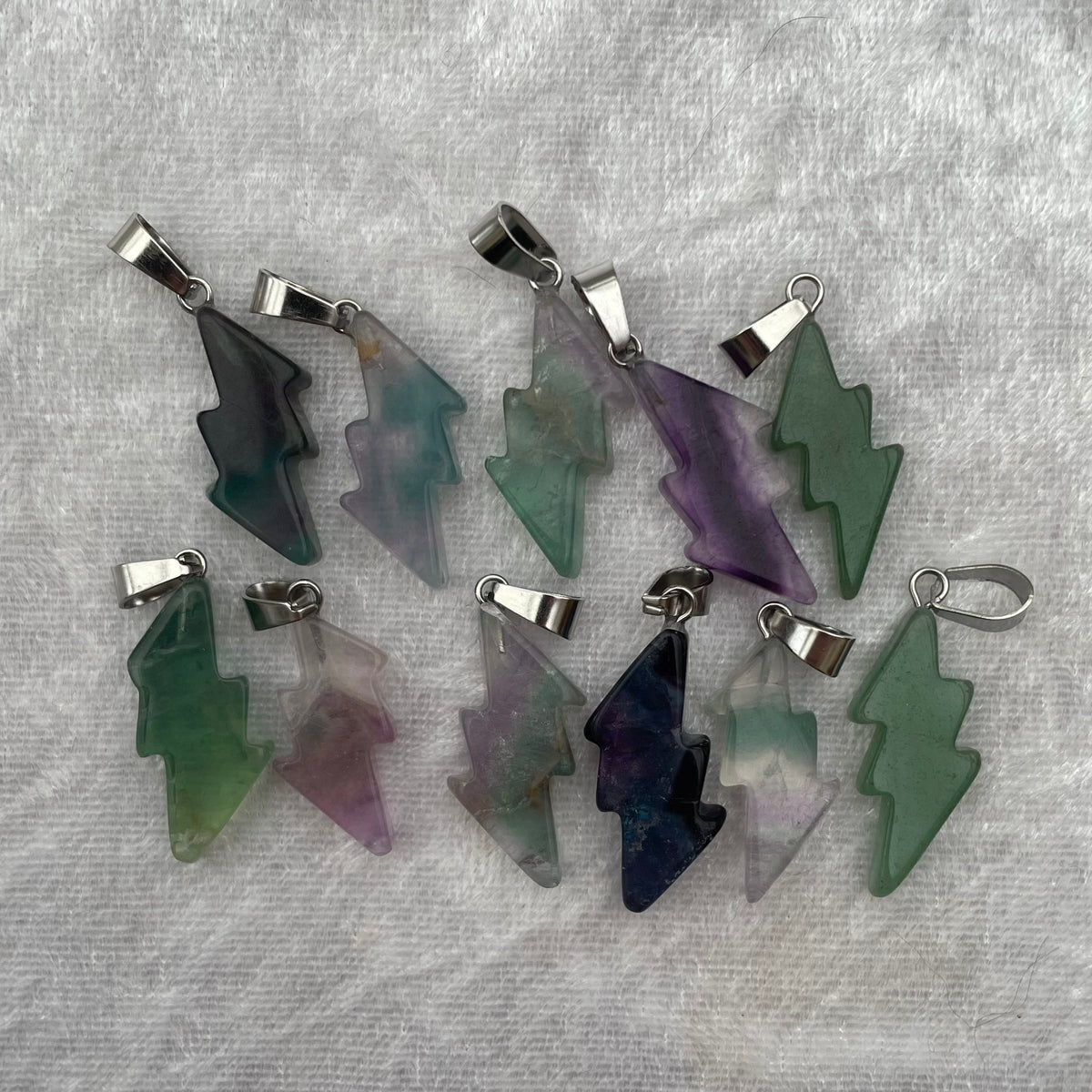Rainbow Fluorite Lightning Pendants
