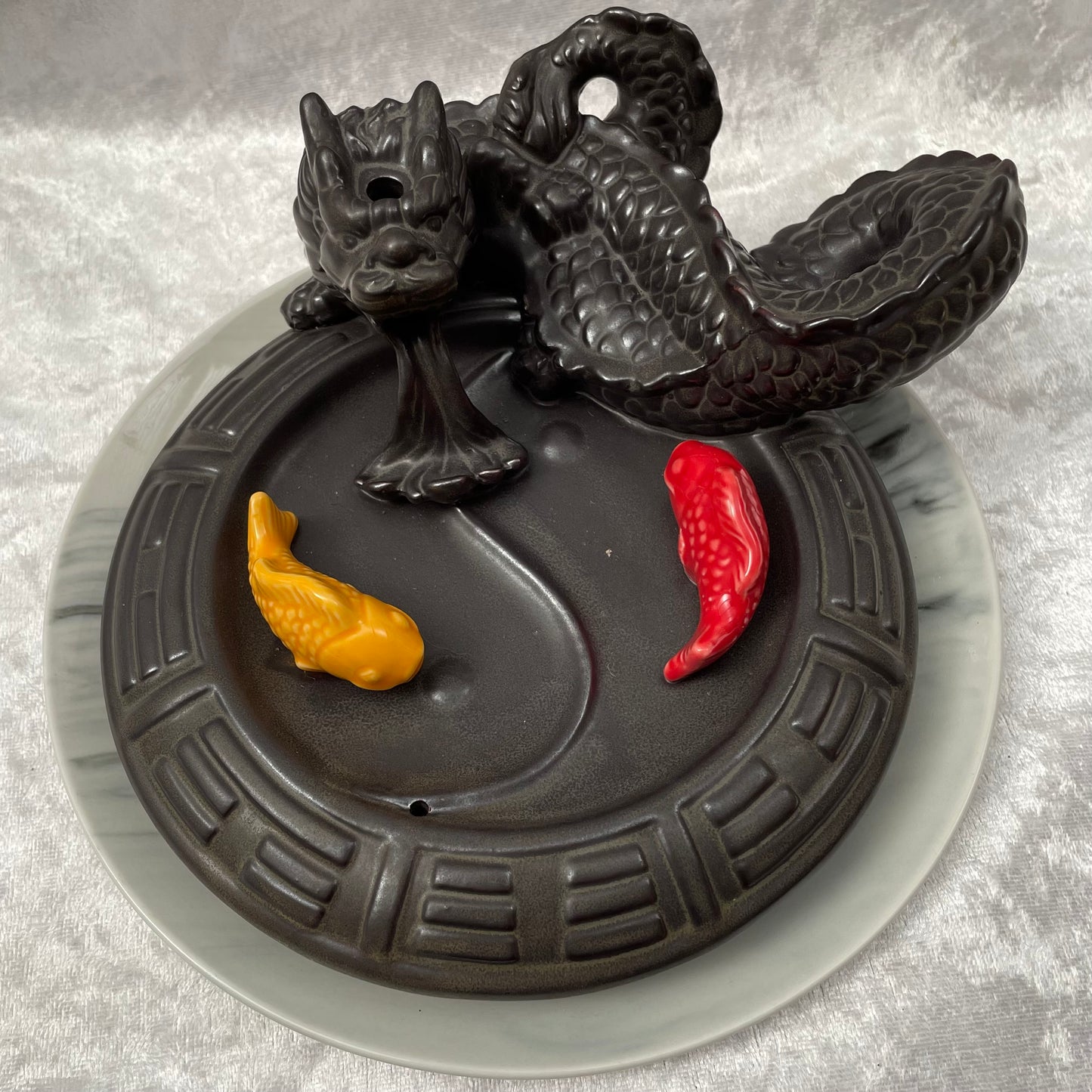 Yin and Yang Chinese Dragon Incense Burner