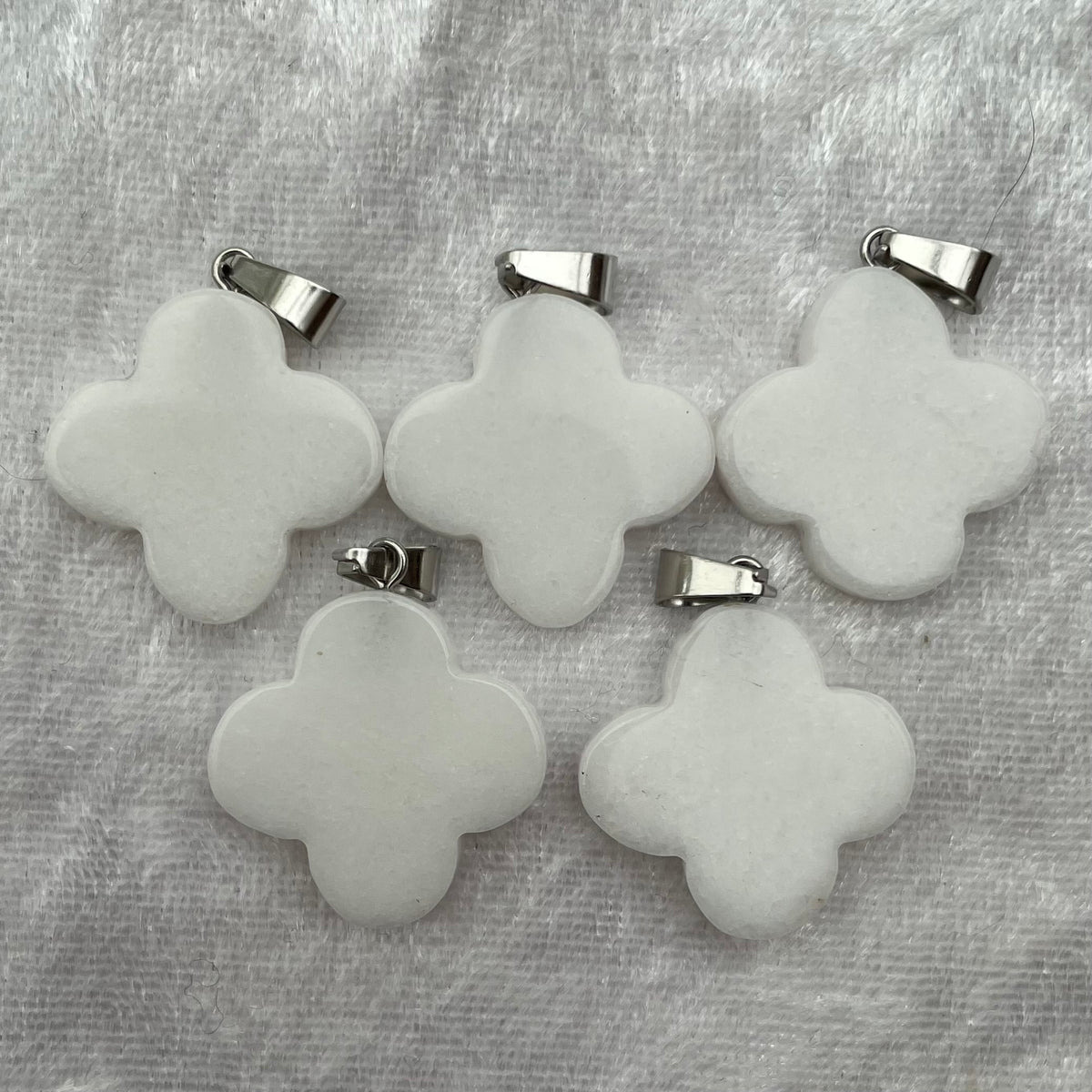 White Agate Flower Pendants