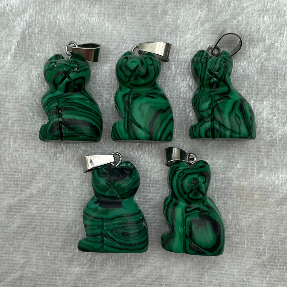 Artificial Malachite Cat Pendants