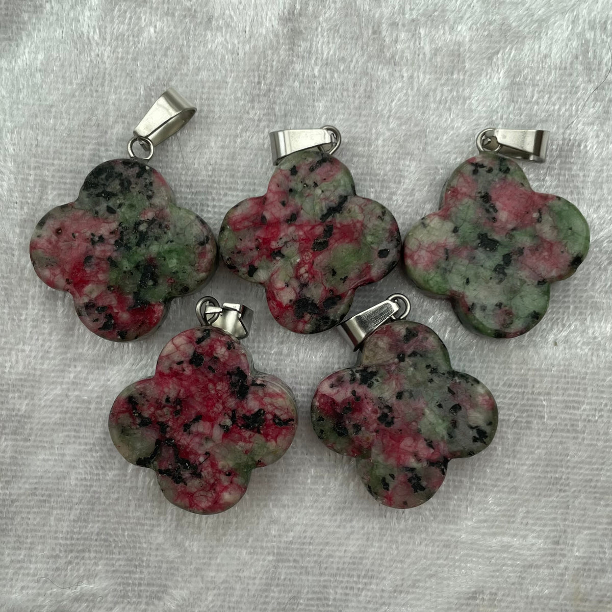 Ruby Zoisite Flower Pendants