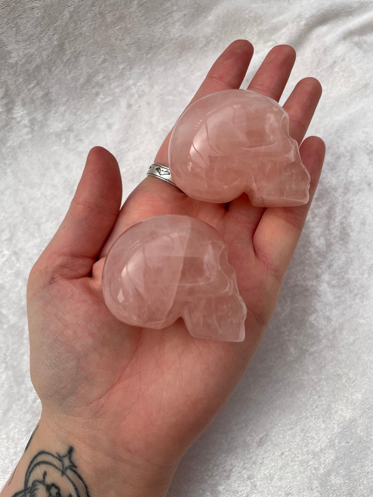 Rose Quartz Skull Carvings