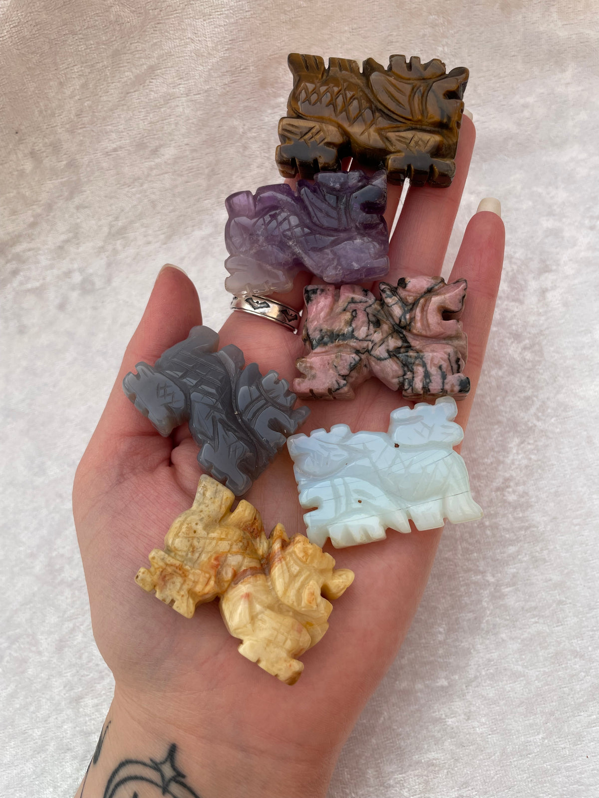 Chinese Dragon Crystal Carvings
