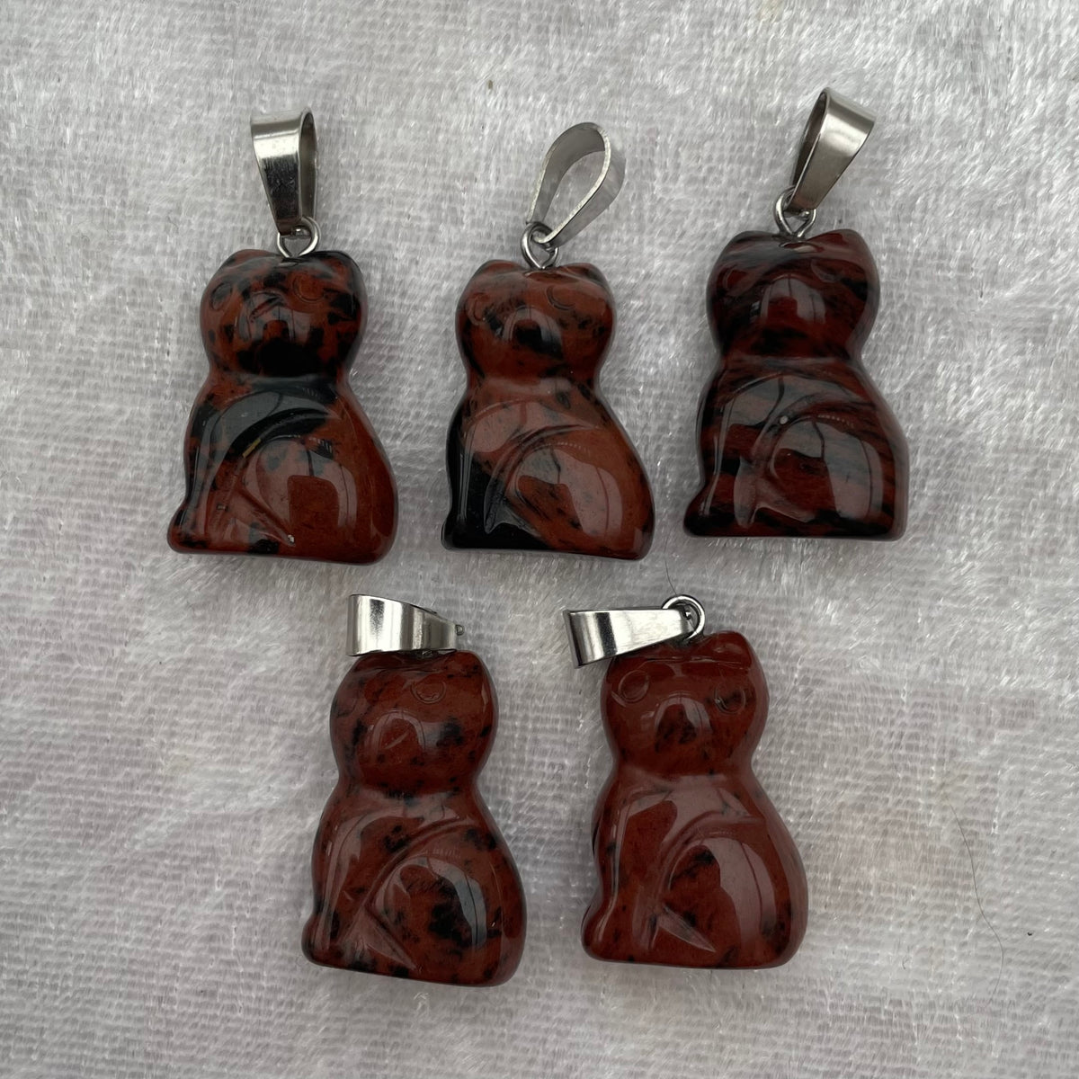 Mahogany Obsidian Cat Pendants