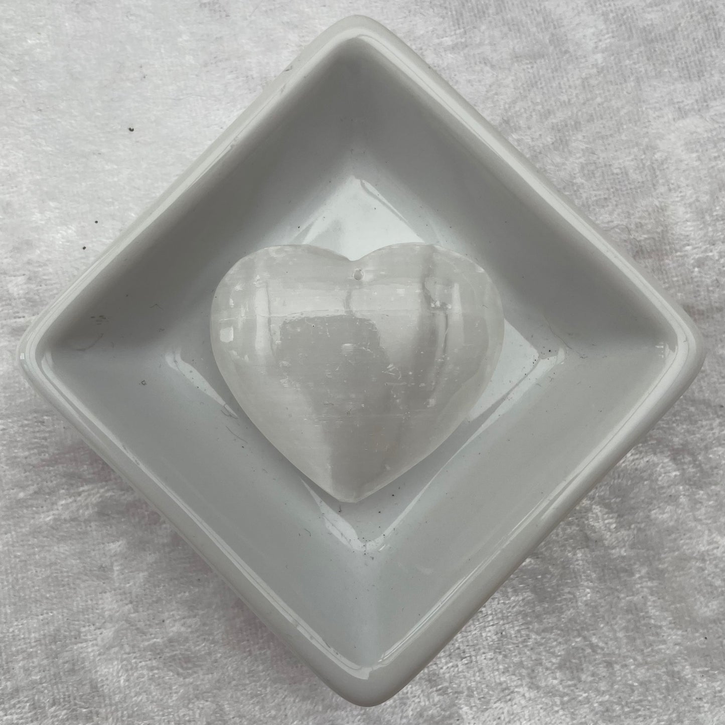 Selenite Heart With Drill Hole for Pendant