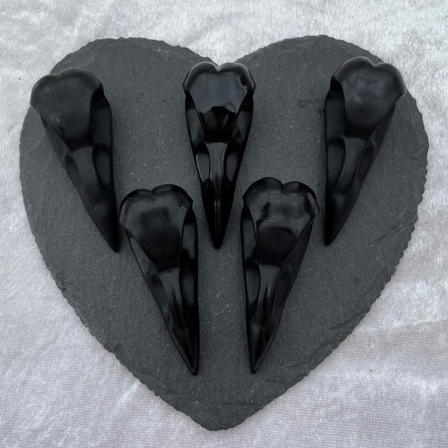 Black Obsidian Bird Skulls