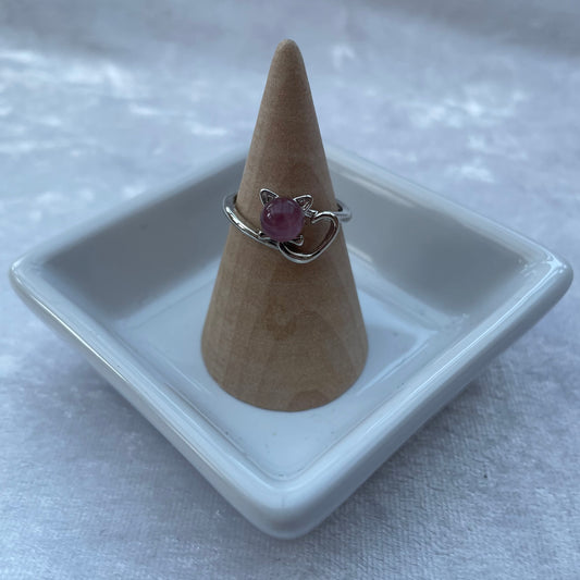 Rose Quartz Cat Ring