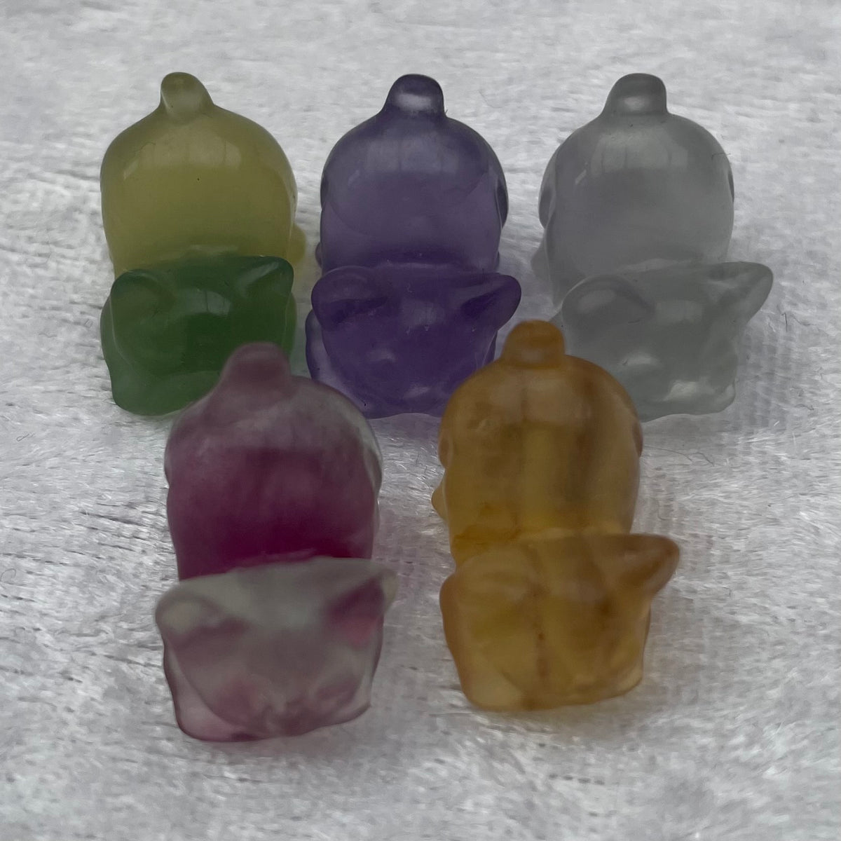 Mini Rainbow Fluorite Pouncing Cat Carvings