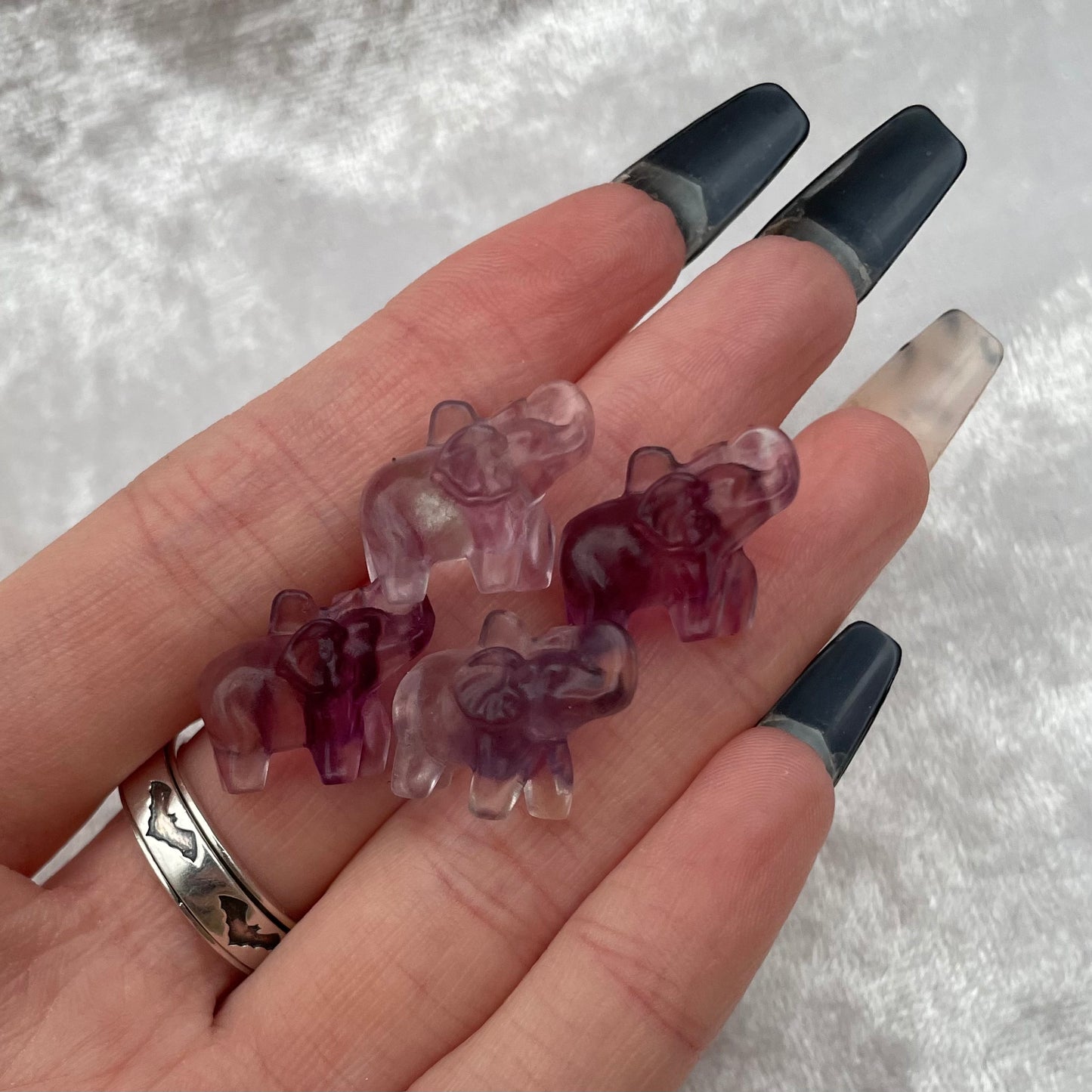 Mini Rainbow Fluorite Elephants