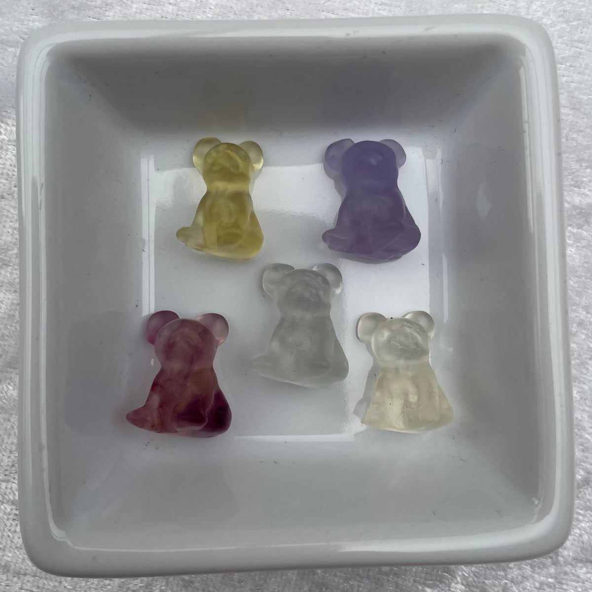 Mini Rainbow Fluorite French Bulldog Carvings