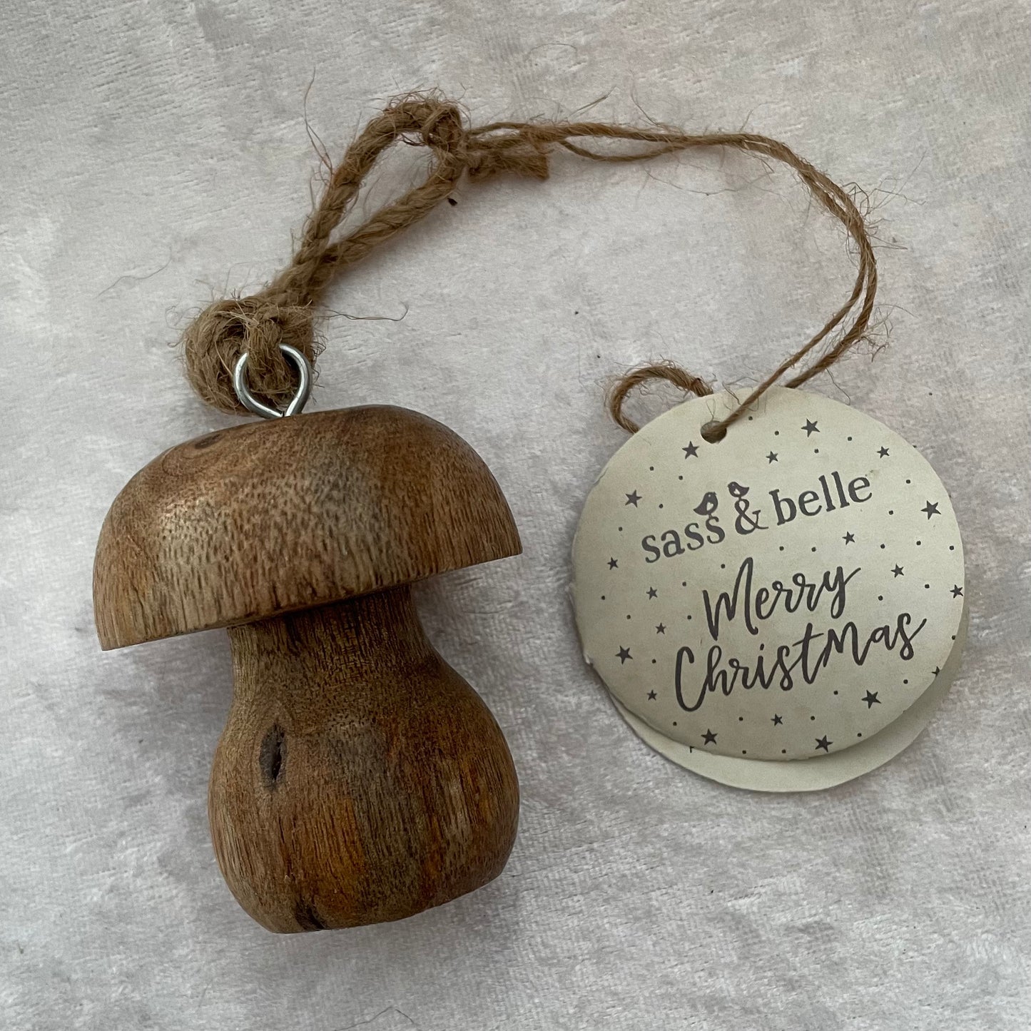 Hanging Wooden Mushroom Ornament