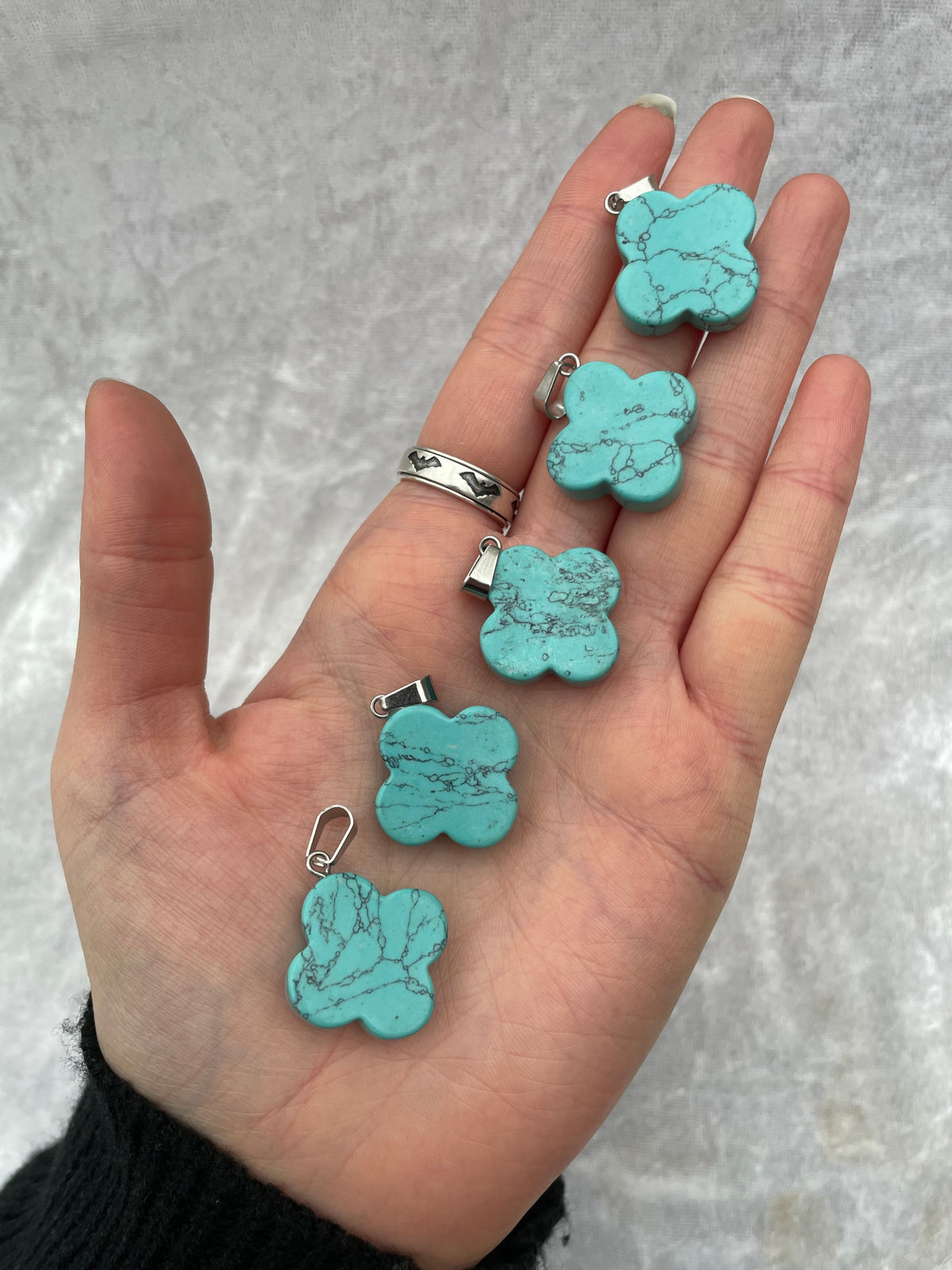 Blue Howlite Flower Pendants