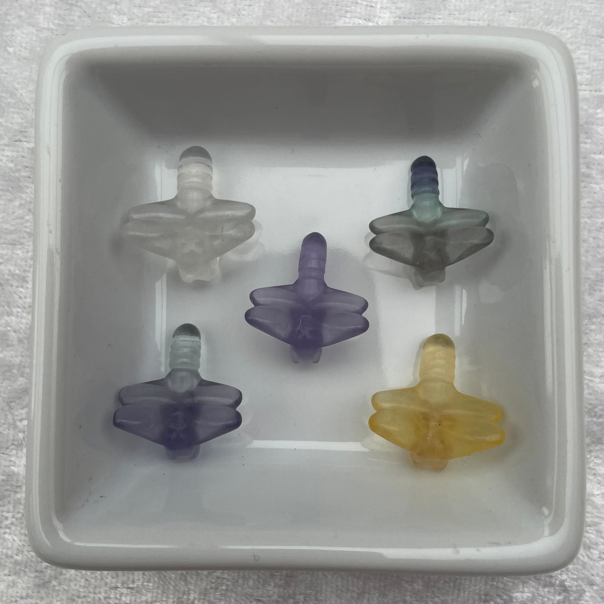 Mini Rainbow Fluorite Dragonfly Carvings