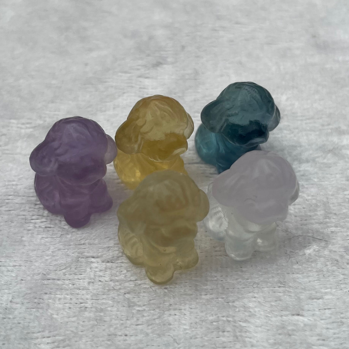 Mini Rainbow Fluorite Poodle Carvings