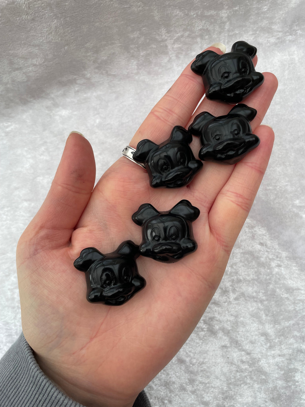 Black Obsidian Mickey Mouse Head Carvings