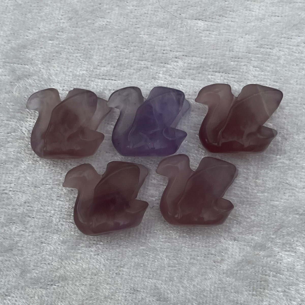Mini Rainbow Fluorite Swan Carvings